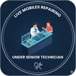 Live mobiles repairing under senior technician